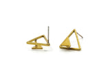 Brass Triangle Earring, 4 Raw Brass Triangle Stud Earrings (13x15x1mm) E370