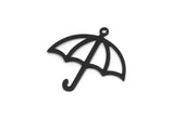 Black Umbrella Charm, 12 Oxidized Black Brass Umbrella Shaped Charms With 1 Loop, Findings (23x24x0.60mm) A5688