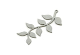 Steel Leaf Charm, 10 Stainless Steel Branch Charms With 1 Loop, Charm Pendants (42x20x0.80mm) SMP3050