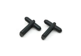 Black Cufflink Blank, 4 Oxidized Black Brass Cufflinks A0649
