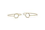Wire Hexagon Bracelet, 4 Raw Brass Hexagon Wire Bracelets BRC199