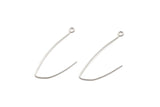 Silver Stud Earring Wires, 24 Antique Silver Plated Brass Needle Bar Earring Wires With 1 Loop (34.5x0.7mm) E108