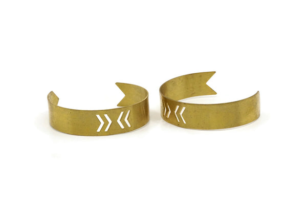 Arrow Chevron Cuff, 2 Raw Brass Arrow Cuff Bracelet With Chevron Blank Bangle Without Holes (15x145x0.80mm) Brc041