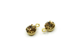 Brass Bead, 8 Golden Amber Crystal Rhinestone Beads Brass Setting for SS24 - 5.3mm SS24 S406 Y242