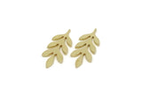 Brass Leaf Blank, Raw Brass Branch Blanks, For Stud Earrings (18x7x0.80mm) SMP3204