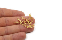 Brass Bird Charm,2 Pieces Raw Brass Bird Shaped Charms, Findings (35x41x0.60mm) SMP2809