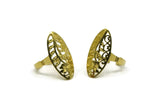 Brass Flower Ring, 2 Raw Brass Adjustable Flower Rings N0041
