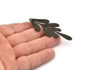 Black Leaf Charm, 2 Oxidized Black Brass Leaf Charms With 1 Hole, Charm Pendants (63x27x0.60mm) A3151 H0858