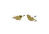 Brass Bird Earring, 8 Raw Brass Bird Stud Earrings (4x12.5x1.2mm) SMP3286