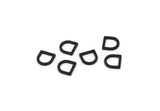 D Shape Rings, 100 Oxidized Black Brass D Shape Charms, Connectors, Geometric Findings (7x7x1mm) A5882