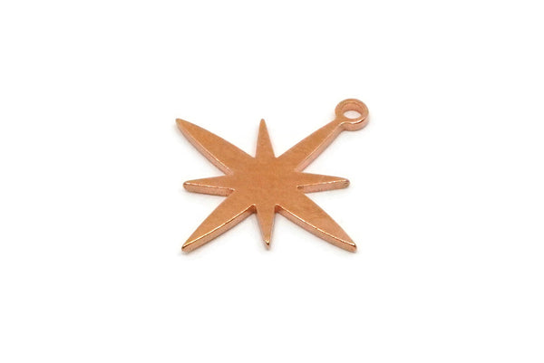 Copper Pole Star Charm, 24 Raw Copper North Star Charms With 1 Loop, Earring Findings (19x17.5x0.80mm) SMP2796