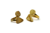 Raw Brass Triangle Ring, Boho Ring, Ethnic Ring, Round And Triangle Ring U058