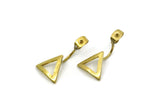 Brass Back Stoppers, 6 Raw Brass Triangle Earring Studs Back Stoppers (23x13mm) E364