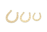Brass Horseshoe Charm, Raw Brass Horseshoe Charms With 11 Holes, Pendant Findings, Parts Of Jewelry (19/24/29x0.60mm) SMP2982