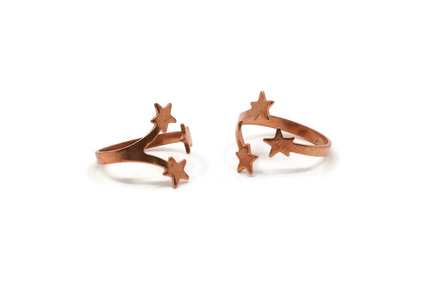Copper Star Ring - 5 Raw Copper Adjustable Star Ring Settings - 16-17mm / 23 Gauge Mn81