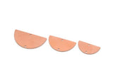 Semi Circle Charm, Raw Copper Half Moon Connectors With 2 Holes, Stamping Blank (10/12.5/15x0.80mm) SMP2890