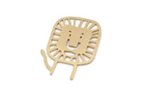 Brass Lion Charm, 6 Raw Brass Lion Shaped Charms, Findings (25x19x0.60mm) SMP2968