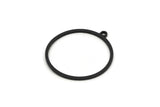 Black Round Charm, 6 Oxidized Black Brass Circle Charms With 1 Loop, Charm Earrings (25x1mm) A2852