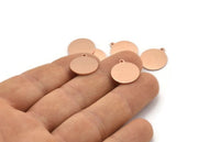 Copper Round Charm, 24 Raw Copper Round Charms With 1 Loop, Findings (16x14x0.80mm) M01603