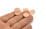 Copper Round Charm, 24 Raw Copper Round Charms With 1 Loop, Findings (16x14x0.80mm) M01603