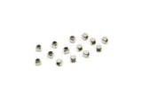 Silver Bead, 50 Antique Silver Plated Tiny Square Cube Spacer Beads (2.5mm) B0070