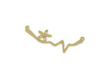Brass Flower Charm, Raw Brass Heart Rhythm Shaped Necklace Charms With 2 Loops, Pendants, Findings (15x40x0.80mm) SMP3306