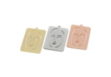 Customized Geometric Charm, For Jewelry Making Brass/Steel/Copper Rectangle Face Charm With 1 Loop, Personalized Jewelry (32x21mm) SMP3188