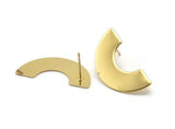 Gold Geometric Earring, 2 Gold Plated  Semi Circle Blanks Stud Earrings (30x15x8x0.8mm) BS 1823 A1191 Q1022