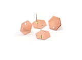 Copper Hexagon Earring, 6 Raw Copper Hexagon Stud Earrings With 1 Hole (12.5x0.80mm) D0466