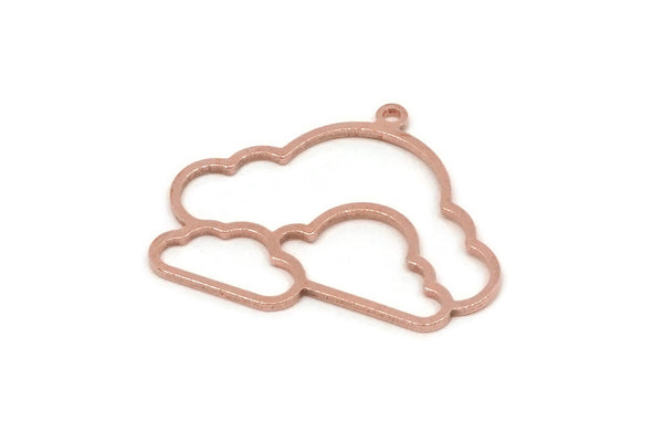 Copper Cloud Charm, 4 Raw Copper Cloud Shaped Charms With 1 Loop, Earring Charms (21x25.5x0.80mm) SMP2903