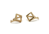 Gold Rhomb Ring, Gold Plated Brass Diamond Shape Adjustable Ring N0066 Q228
