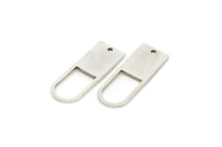 Silver D Shaped Charm, 6 Antique Silver Plated Brass D Shaped Charms With 1 Hole, Earrings, Findings (26x9x1mm) A5021