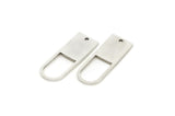 Silver D Shaped Charm, 6 Antique Silver Plated Brass D Shaped Charms With 1 Hole, Earrings, Findings (26x9x1mm) A5021