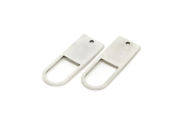 Silver D Shaped Charm, 6 Antique Silver Plated Brass D Shaped Charms With 1 Hole, Earrings, Findings (26x9x1mm) A5021