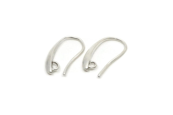 Silver Hooks, Ear Wires, 6 Antique Silver Plated Brass Earring Wires, Earring Hooks (18x10mm) Bs 1023--Y026