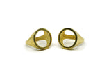 Brass Circle Ring, 2 Raw Brass Adjustable Open Circle Rings N0049