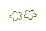 Brass Floral Ring, 50 Raw Brass Flower Charms (17mm) N0544