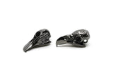 Tiny Bird Skull, 2 Gunmetal Plated Brass Bird Skull Pendants, (24x11.5x9.5mm) N0489