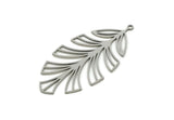 Steel Leaf Charm, 6 Stainless Steel Leaf Charms With 1 Loop, Charm Pendants (48x24x0.80mm) SMP3059