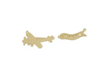 Brass Airplane Banner Charm, Flying Airplane Connector, Happy Banner Pendant, Jewelry Findings for Necklace (55x20x0.60mm) SMP3292