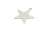 Silver Star Charm, 12 Antique Silver Plated Brass Star Charms (24x23x0.40mm) Brs 493 A0265