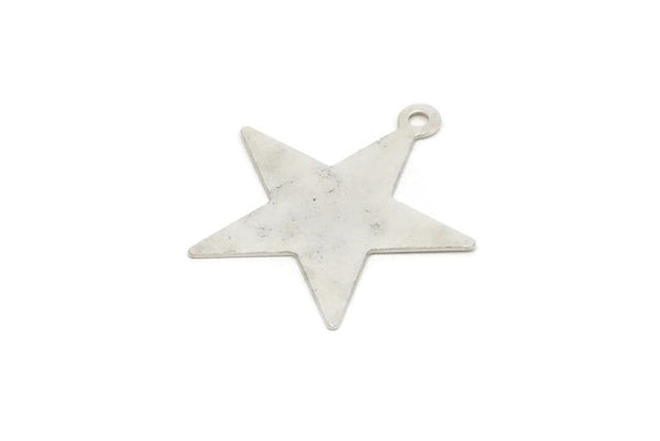 Silver Star Charm, 12 Antique Silver Plated Brass Star Charms (24x23x0.40mm) Brs 493 A0265