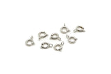 Silver Spring Clasp, 24 Antique Silver Plated Brass Round Spring Ring Clasps (7mm) 17026 A0427