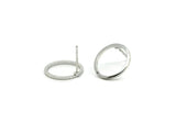 Silver Circle Earring, 8 Silver Tone Circle Stud Earrings (14x1x1mm) BS 1099 A2367