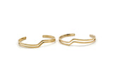 Gold Bracelet, Gold Plated Brass Bracelet Double Wire İrregular Shaped Bangle (61x13x2mm) BRC188 Q0322