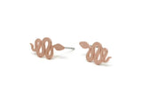 Copper Snake Earring, 8 Raw Copper Snake Stud Earrings (18x8x0.80mm) SY0417