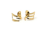 Gold Fork Ring, 2 Gold Plated Brass Adjustable Ring Setting - 16-17mm / 23 Gauge Mn06 Q0318