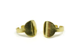 Brass Round Ring, 2 Raw Brass Adjustable Round Rings N0092