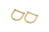 D Shape Rings, Raw Brass D Shape Charms With 1 Hole, Connectors, Geometric Findings (17x17x1mm) SMP2976