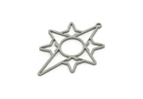 Steel Pole Star Charm, 6 Stainless Steel, Steel Charms, Steel Pole Star Charms With 1 Loop (35.5x26x0.80mm) SMP3048
